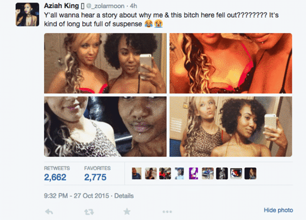 Figure 1: A’Ziah King’s opening tweet.