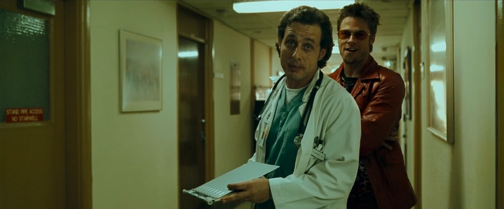 A single frame image of Tyler spliced into the text, as if he is trying to burrow his way into the film’s consciousness.